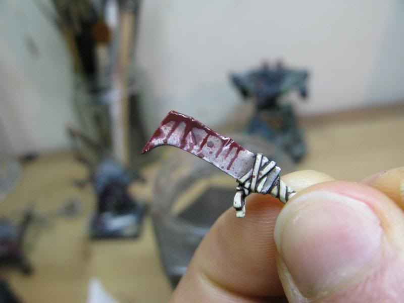 Advice /Tutorials on Covering this 3D Printed Blade in Rust and Old Dried  Blood? : r/minipainting