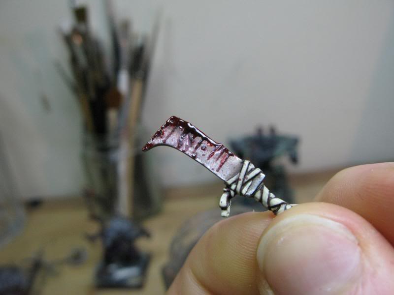 Advice /Tutorials on Covering this 3D Printed Blade in Rust and Old Dried  Blood? : r/minipainting