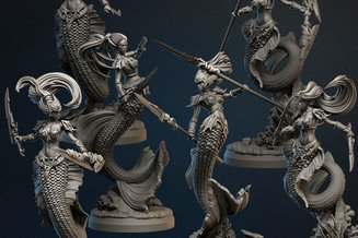 Miniature: Merfolk Warriors Female - 6pc