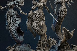 Miniature: Merfolk Warriors Female - 6pc