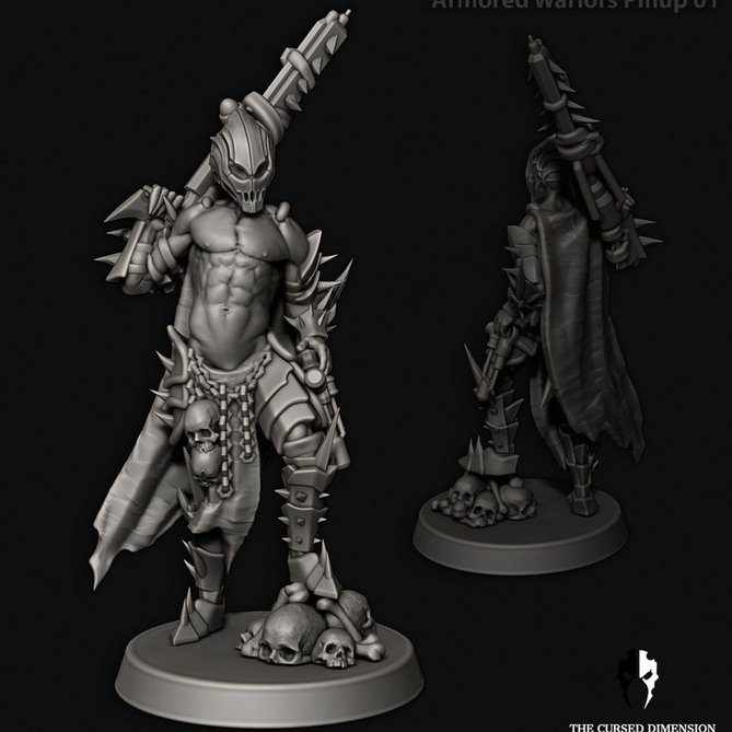 Miniature: Cursed Elves Armored Warriors Pin-up