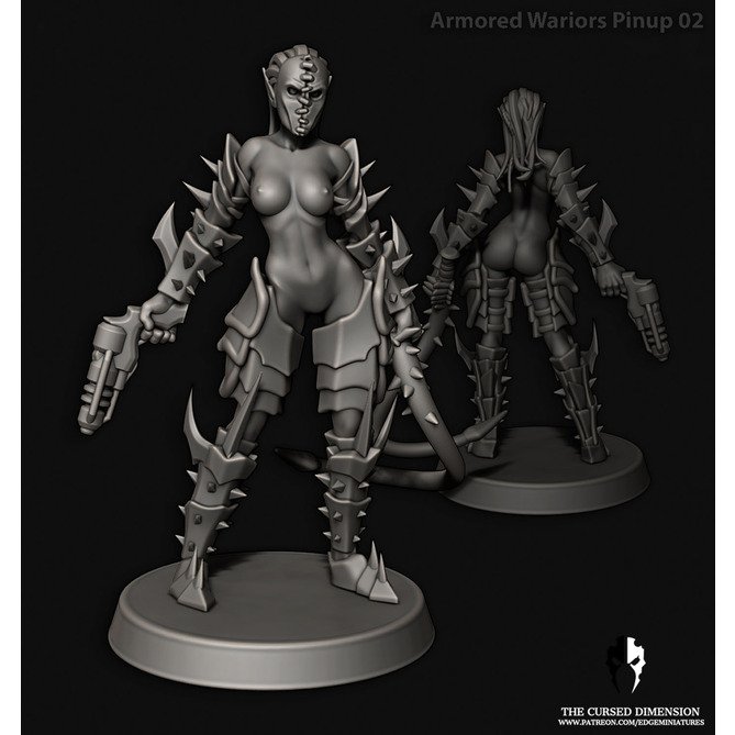 Miniature: Cursed Elves Armored Warriors Pin-up