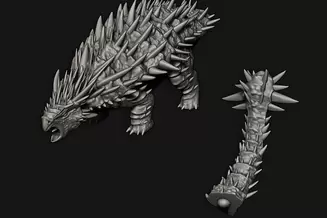 Miniature: Desert Elves Feral Ankylosaurus