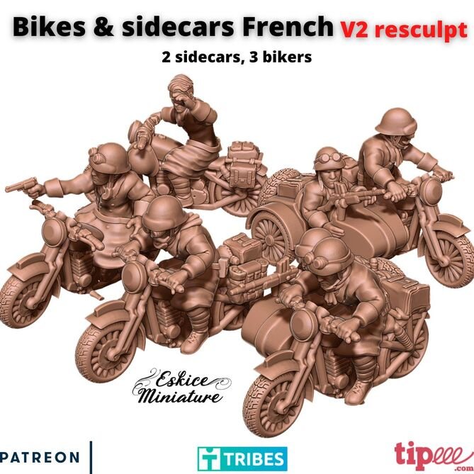Miniature: French Bikers 15mm