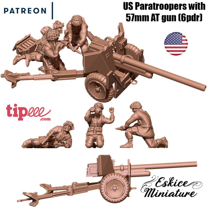 Miniature: US Paratroopers 57mm gun 15mm