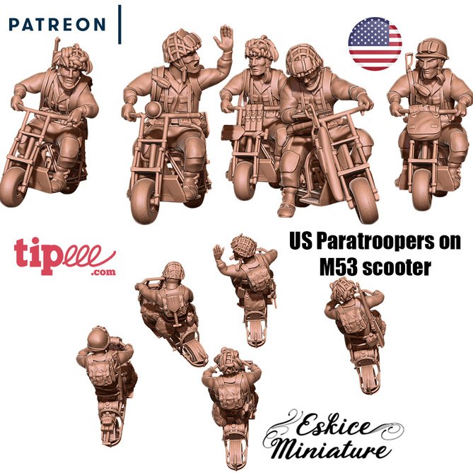 Miniature: US Paratroopers on bikes 15mm