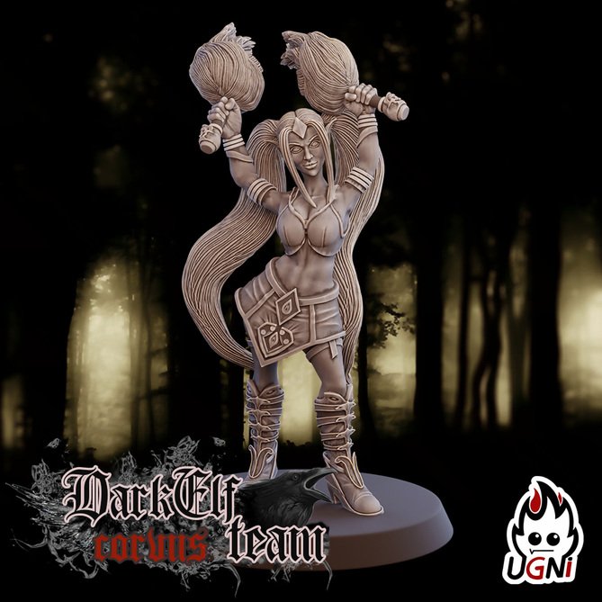 Miniature: Dark Elves Cheerleaders