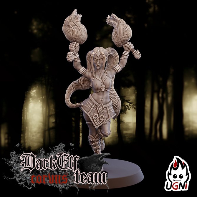 Miniature: Dark Elves Cheerleaders