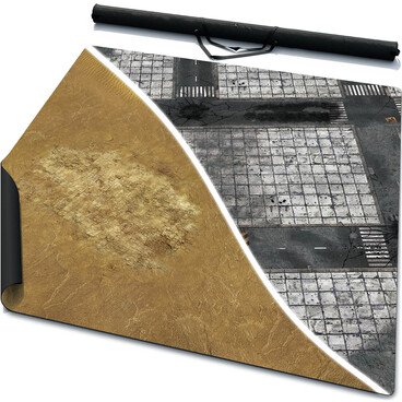 48 x 48 inch Double-Sided Rubber Battle Mat: Concrete + Deserted Heart 