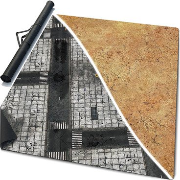 60 x 44 inch Double-Sided Mouse Pad Rubber Battle Mat: Concrete + Saraha + Bag