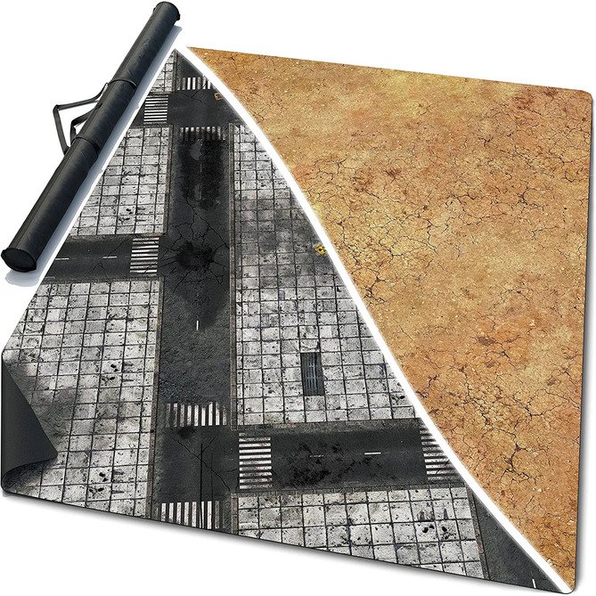 60 x 44 inch Double-Sided Mouse Pad Rubber Battle Mat: Concrete + Saraha + Bag from USA warehouse
