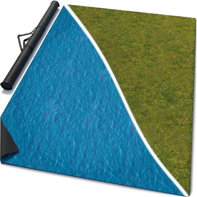 Double-Sided 4 x 3 feet Battle Mat: Deep Blue Sea - Meadows (Резиновый Mouse Pad)