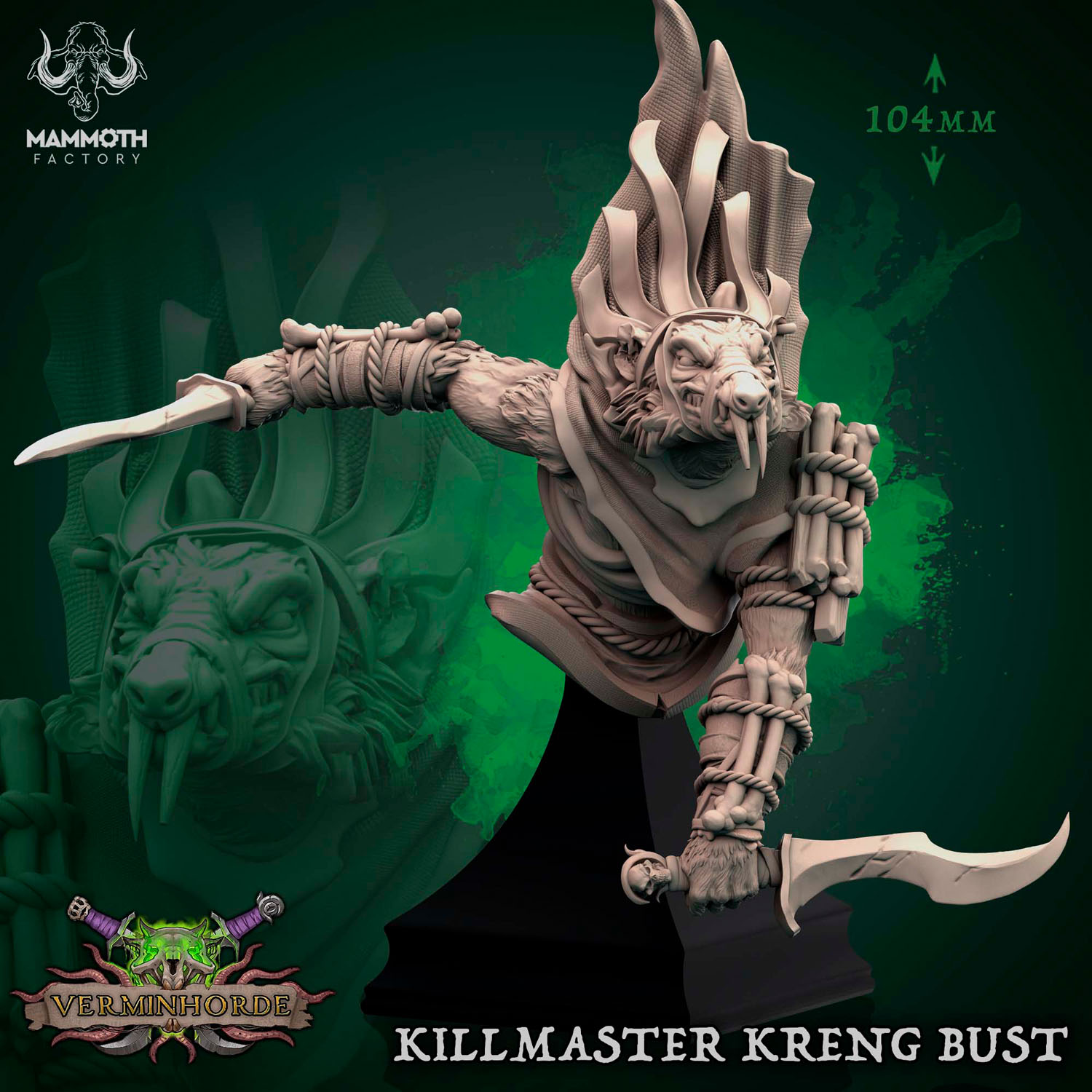 Bust Killmaster Kreng - Производство Фентези 40K Миниатюр для Ролевых Игр