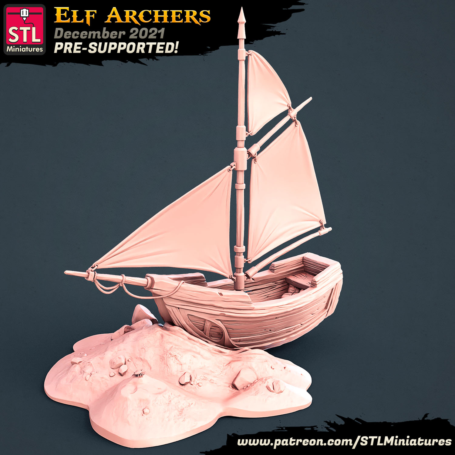 Elf Boat Miniature For Table War games Collecting